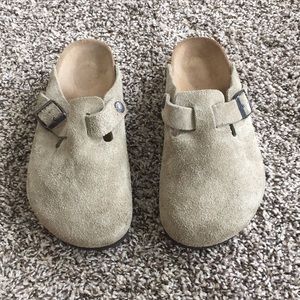 Birkenstock Boston Taupe Suede Mules 37R